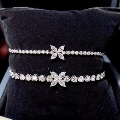 0.40ct-0.49ct D Diamant en laboratoire Diamant royale Plaqué en or Bracelet plein diamant
