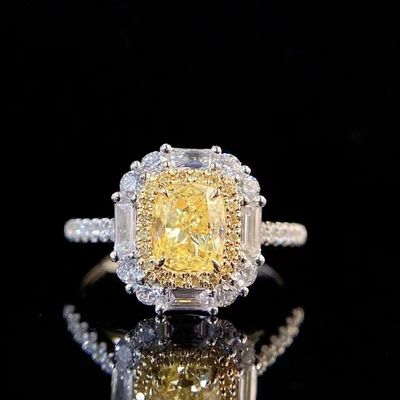Paiement initial 18K Diamants de laboratoire Ringe et diamant jaune Ringe et pendentif à double usage