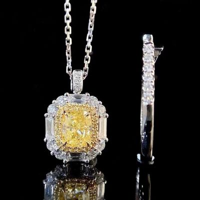 Paiement initial 18K Diamants de laboratoire Ringe et diamant jaune Ringe et pendentif à double usage