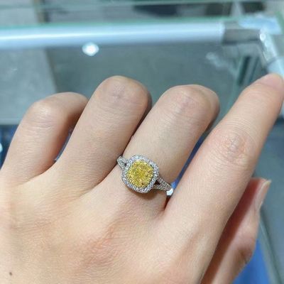 Paiement initial 18K Diamants de laboratoire Ringe et diamant jaune Ringe et pendentif à double usage