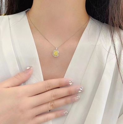 Paiement initial 18K Diamants de laboratoire Ringe et diamant jaune Ringe et pendentif à double usage