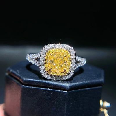 Paiement initial 18K Diamants de laboratoire Ringe et diamant jaune Ringe et pendentif à double usage