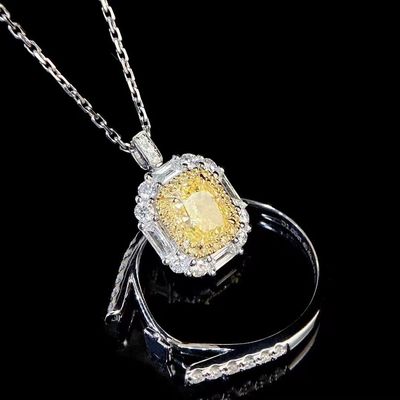 Paiement initial 18K Diamants de laboratoire Ringe et diamant jaune Ringe et pendentif à double usage