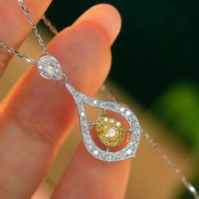 Choker or réel de laboratoire Collier de diamant jaune personnalisé avec diamant jaune