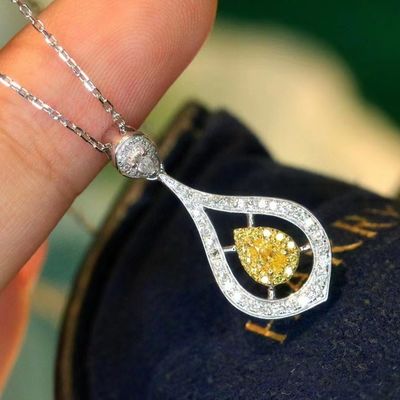 Choker or réel de laboratoire Collier de diamant jaune personnalisé avec diamant jaune