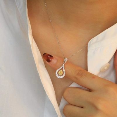 Choker or réel de laboratoire Collier de diamant jaune personnalisé avec diamant jaune