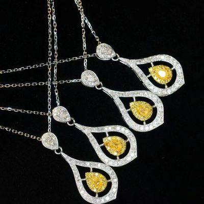 Choker or réel de laboratoire Collier de diamant jaune personnalisé avec diamant jaune