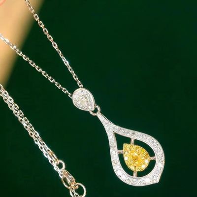 Choker or réel de laboratoire Collier de diamant jaune personnalisé avec diamant jaune